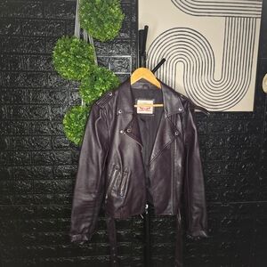Levi's Purple Leather Motorcycle Jacket
